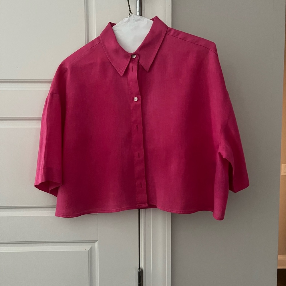 H&M Pink linen Button Up